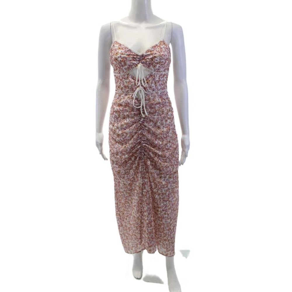Significant Other Womens Floral Sleeveless V-neck Zip Mid-Calf Dress Pink Size 4